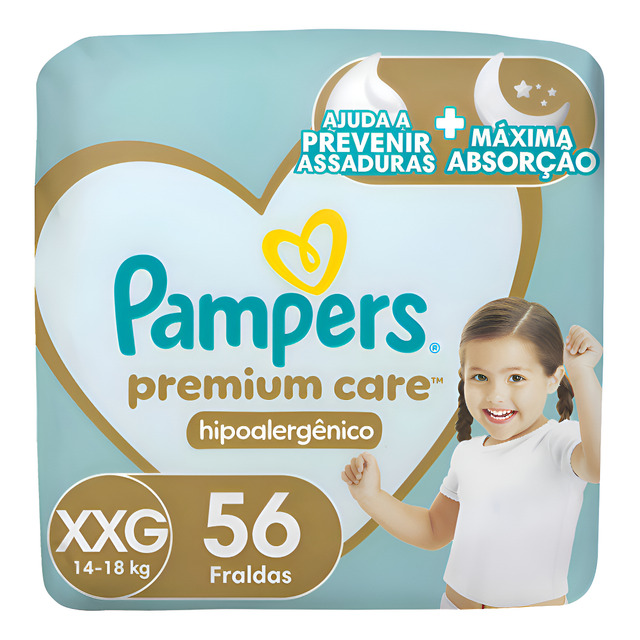 Fralda Pampers Premium Care Tamanho Xxg 56 Unidades
