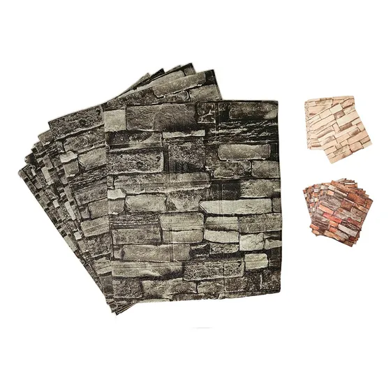 Panel Adhesivo Pared Decorativo Azulejo Cocina Ladrillo 10pz Color Negro