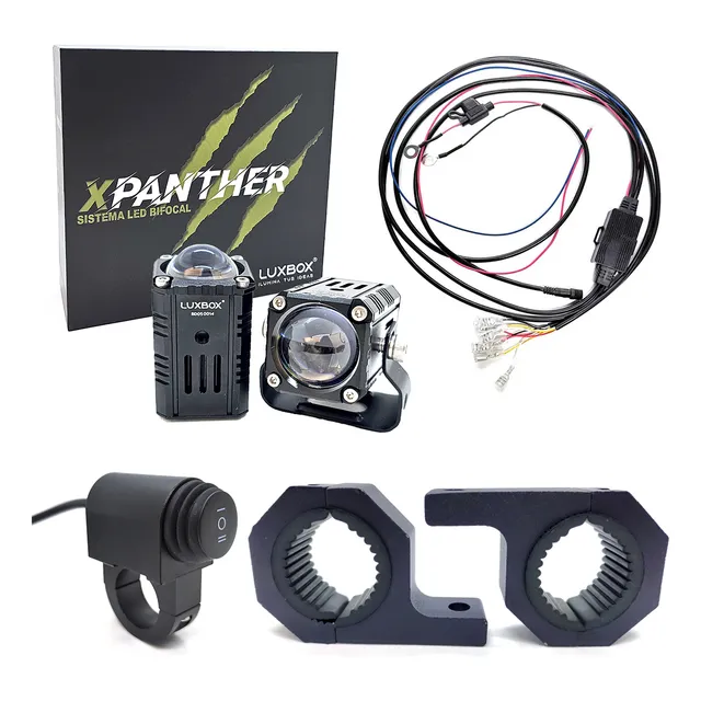 Kit Mini Lupas Led Xpanther Switch Arnés Y Brackets Luxbox