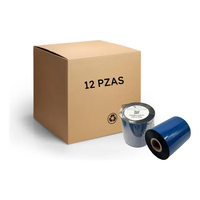 Caja 12 Pzs Ribbon Cera Resina Premium 83x450 Para Etiquetas Negro