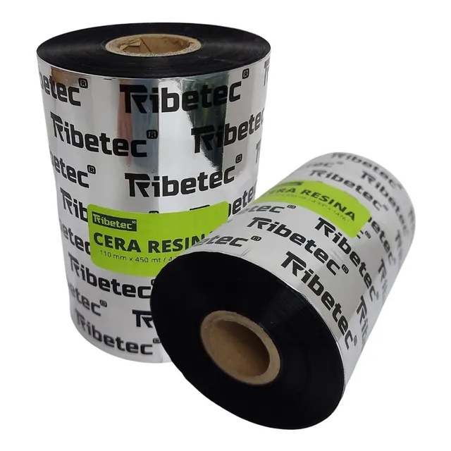 Ribbon De Cera Resina 110x450 Mts Para Impresora De Etiqueta Color Negro