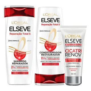 Elseve Kit Elseve Reparação Shampoo Condicionador Creme Leave-in