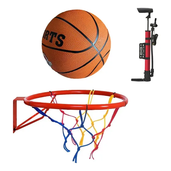 Combo Aro Básquet Con Red + Pelota N7 + Inflador De Mano