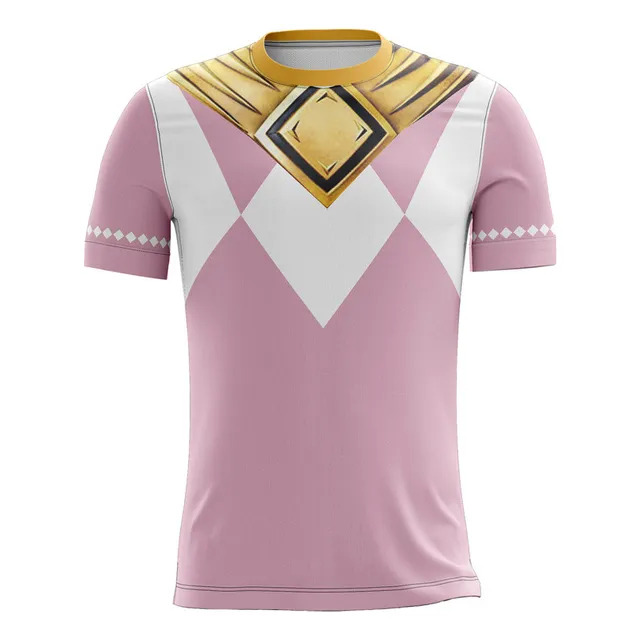 Camiseta Cosplay Uniforme Power Rangers Rosa Envio Hoje