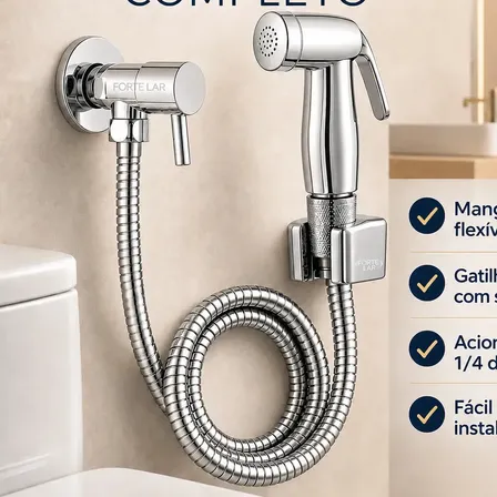 Ducha Higiênica Chuveirinho de Banheiro 1.20m Bidê Forte Lar 1/4 Volta