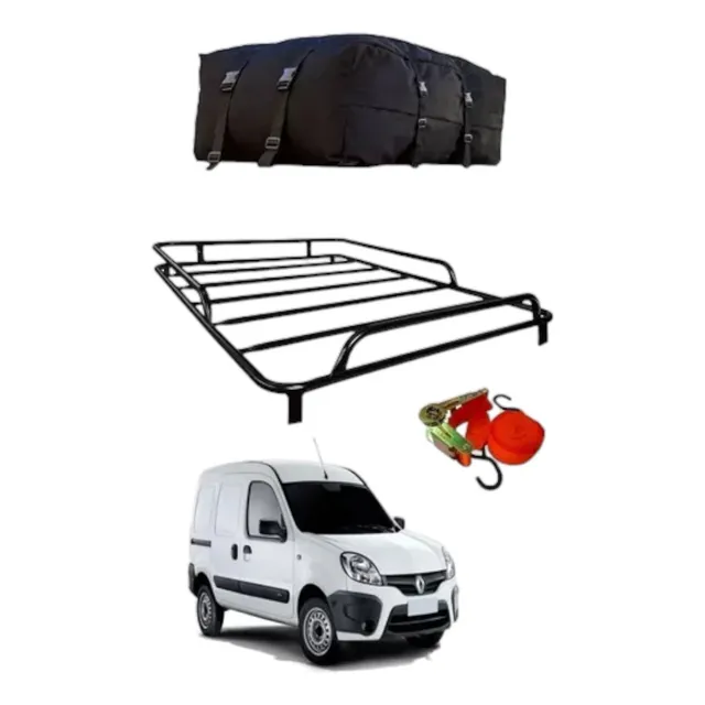 Kit Parrilla Techo Portaequipaje + Bolso Auto P/ Renault Kangoo