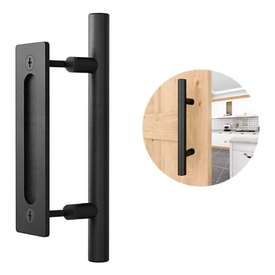 Manijon + Cubeta Negro Para Puerta Corrediza Granero Establo