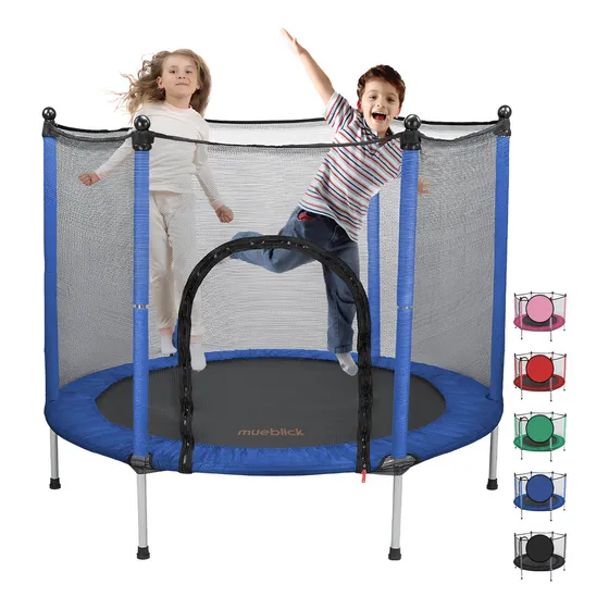 Trampolín brincolín para niños acero diámetro 140 cm Alto 118 cm seguridad Blick EDC-001 azul