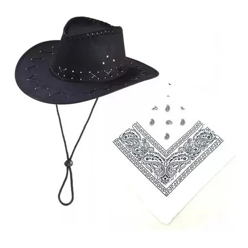 Sombreros Gamuza Para Adultos + Pañoleta Vaquero Disfraz