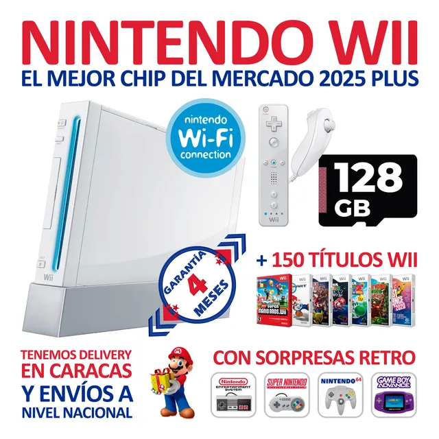 Nintendo Wii: Consola + Chip2025plus + Sd128gb + Garantía