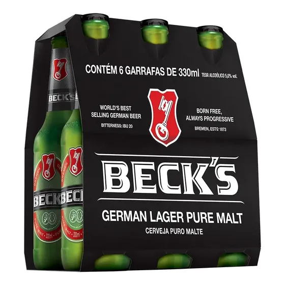 Cerveja Beck's Pilsner Garrafa 330ml - Pack Com 6 Unidades