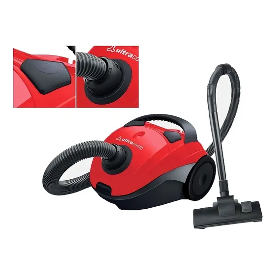 Aspiradora Ultracomb As-4201 1400w 2l Trineo Bolsa Cepillo Color Rojo