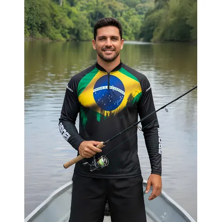 Camisa Pesca Brasil Camiseta Para Pesca Proteção Uv50+