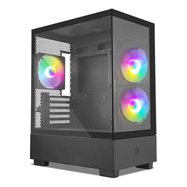 Gabinete Gamer Getttech Fish Tank ,Midi Tower, Micro Atx Mini-itx, Usb 3.0, Sin Fuente, 3 Ventiladores Instalados Frgb, Cristal Templado,para Nvidia, Gcm-550ac-02