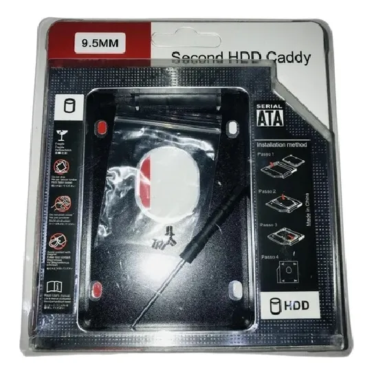 Caddy Hdd Ssd Adaptador Disco Secundario Por Dvd 9,5mm