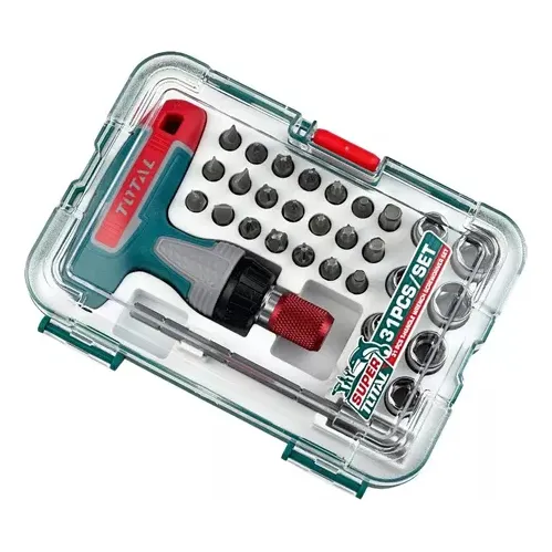 Kit De Destornillador De Rachet Con Puntas Y Dados De 31pzs