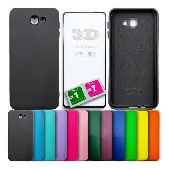 Película 3d + Capa Silicone Impacto P/ Galaxy J4plus J4core