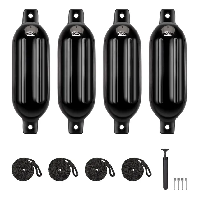 4 Defensas Nauticas 16x58cm Lancha Barco Negro Kemimoto