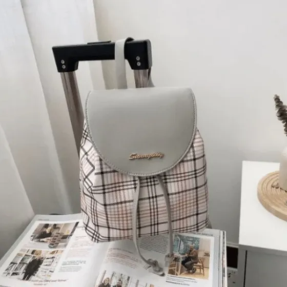 Mini Mochila Pequeña Urbana Tendencia Cuadrille Escocesa