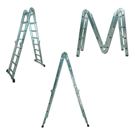 Escada Multifuncional 16 Degraus 7em1 Em Alumínio Titanium Cor Prateado