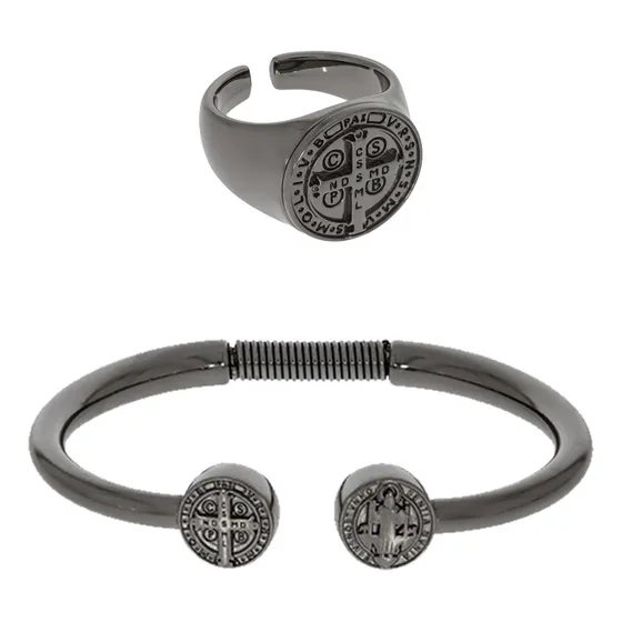 Kit Anel E Pulseira Ajustável Aço Banhado Pronta Entrega Top