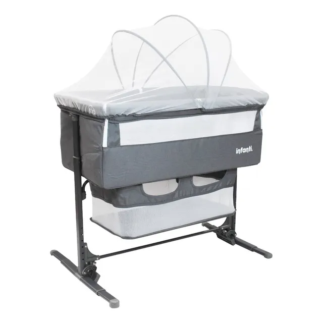 Cuna Colecho Infanti Golf Color Gris Antirreflujo Y Mecedora