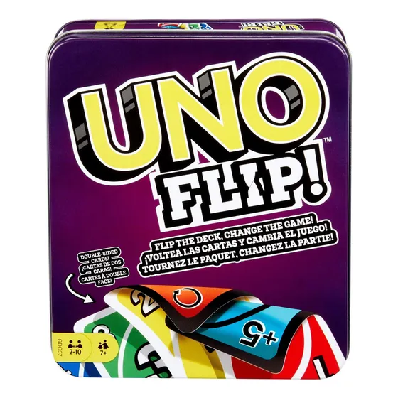 / Juego De Cartas Uno Flip Caja Metálica De 2 A 10 Jugadores