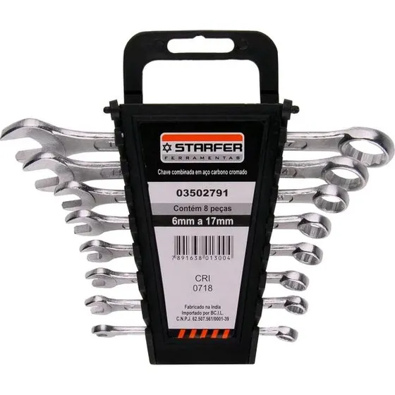 Jogo 8 Peças Chave Combinada 6 A 17mm Starfer