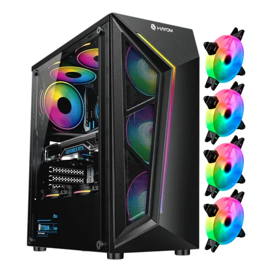 Gabinete Gamer Midtower C/4 Fans Cooler Rgb Lateral De Vidro