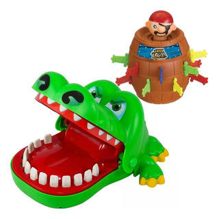 2 Brinquedo Jacaré Crocodilo Morde Dedo E Pula Pirata Barril 2 Brinquedo Jacaré Crocodilo Morde Dedo E Pula Pirata Barril