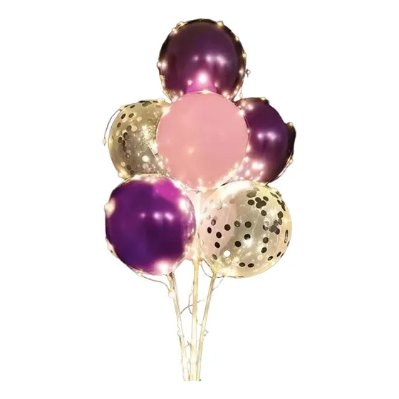 2 Sets De Soporte Para 7 Globos Con Luz Led 70cm Decoración