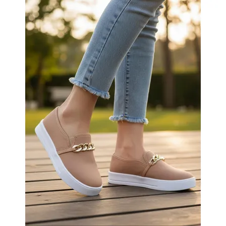 Tênis Feminino Casual Slip On Stillus Calce Fácil Corrente