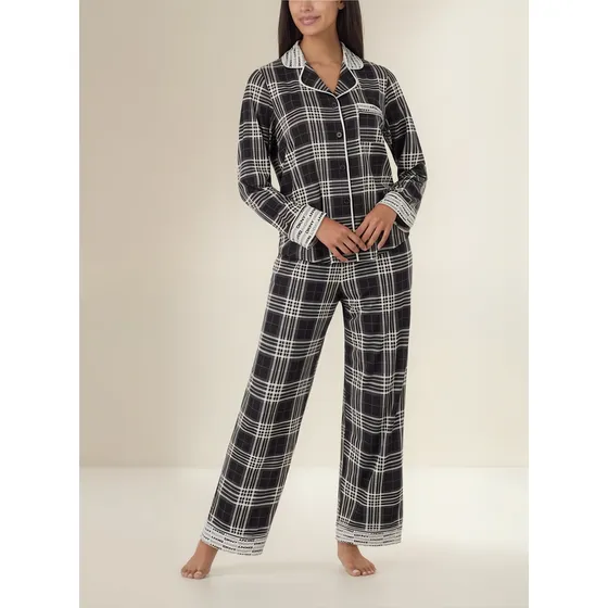 Dkny Pijama De Dama De Algodón Pantalón Y Camisa