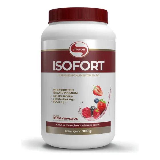 Whey Protein Isolado Isofort Frutas Vermelhas Pote 900g Vitafor
