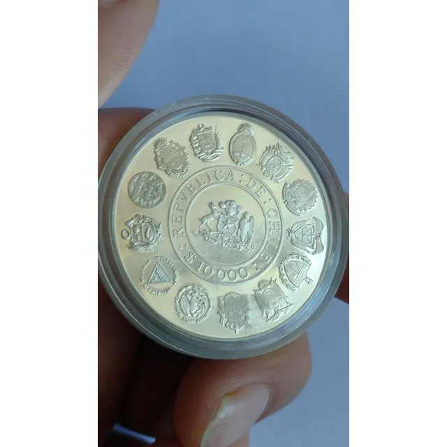 Antique, Moneda 10 Mil Pesos De Plata, Chile 1991.