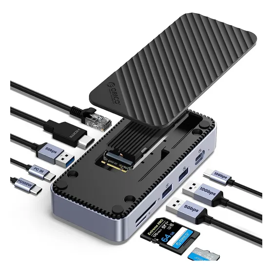 Hub Dock Station 10 Em 1 Usb-c 10gbps Com Ssd M.2 - Orico