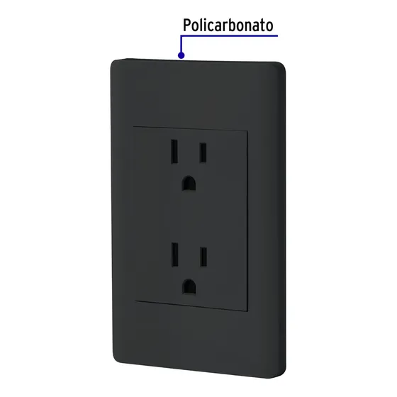 Placa Armada Negra Contacto Duplex 3mod Lisboa Volteck 47902 Color Negro