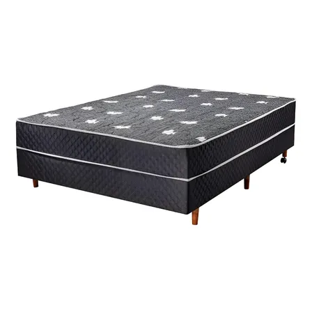 Cama Box Casal Conjugada Cristalflex 138x55x188cm Cor Preto