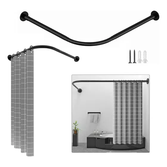 Barra Extensible Cortina De Ducha De Esquina 60-95cm Plata
