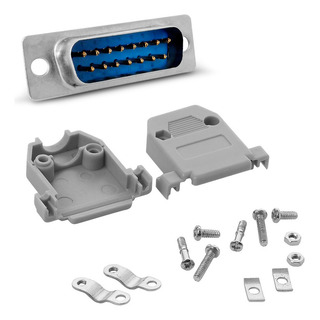 Paquete 5 Pzas Conector Db15 Macho Para Soldar Con Cubierta Paquete 5 Pzas Conector Db15 Macho Para Soldar Con Cubierta