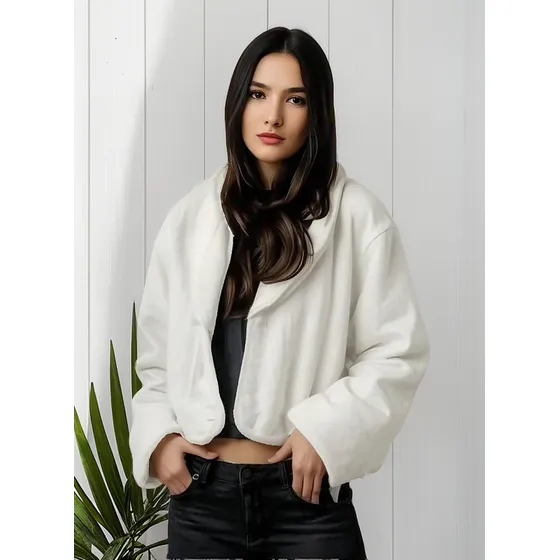 Tapado Piel Eco Elegante Saco Corto Abrigo Fiesta Novia Boda