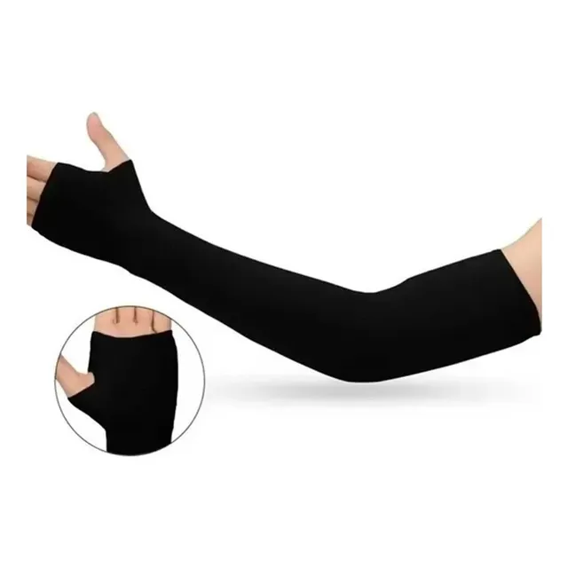 Manguito Com Luva Preto Proteção Solar Uv50 Corrida Ciclista