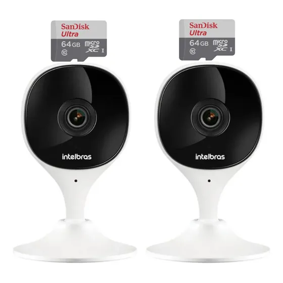 2x Camera Wifi Imx C Intelbras + 2 Micro Sd 64gb Ultra
