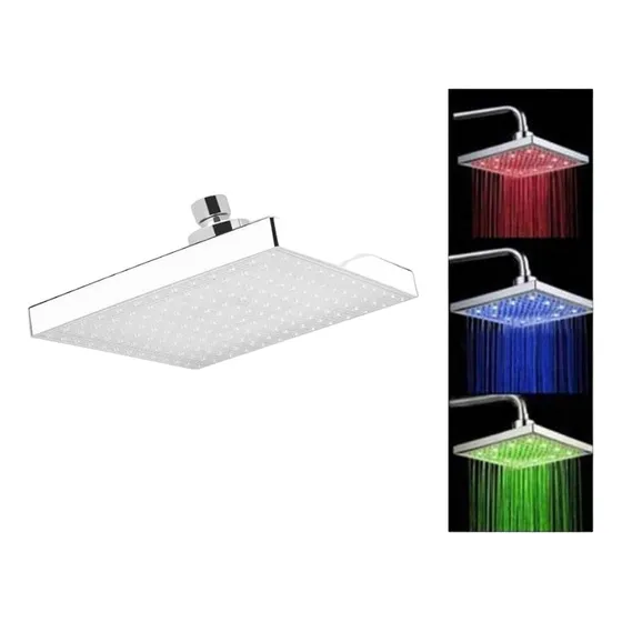 Cabezal Ducha Cuadrada Led Rgb Sensor Color Temperatura 9  