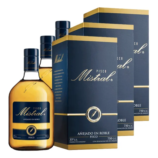 Pisco Mistral 35° 750 Ml Pack 3