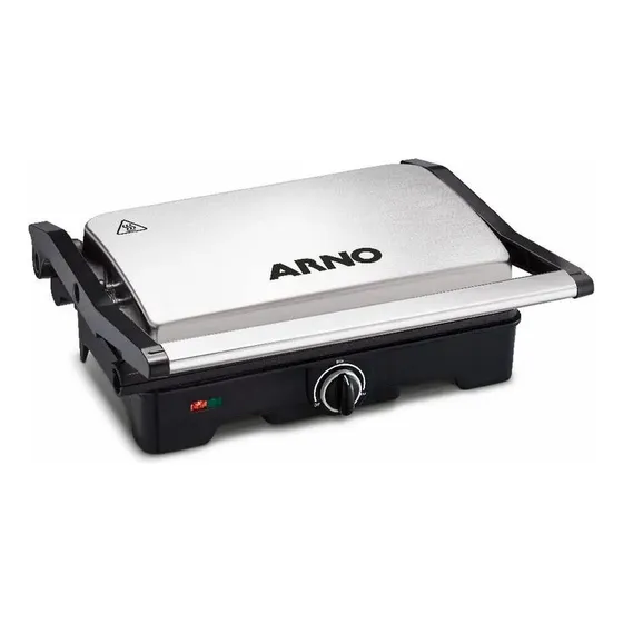 Sandwichera Arno Dual De Acero Inoxidable Apertura 180 Grados Con Placa Antiadherente 1100w
