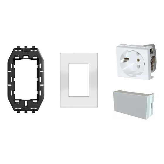 Pack Llave Completa Jeluz Con Mod Toma 16a Schuko Blanco