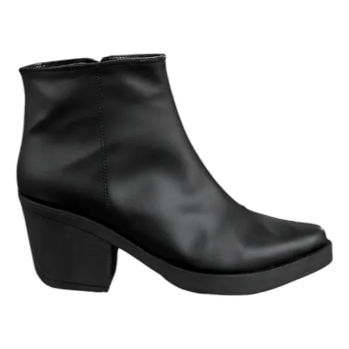 Bota Texana Tejana Corta Clasica Mujer Negra Lisa