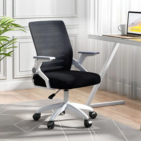 Silla De Escritorio Ergonómica Oficina Gamer Giratoria Color Negro/blanco Material Del Tapizado Algodón