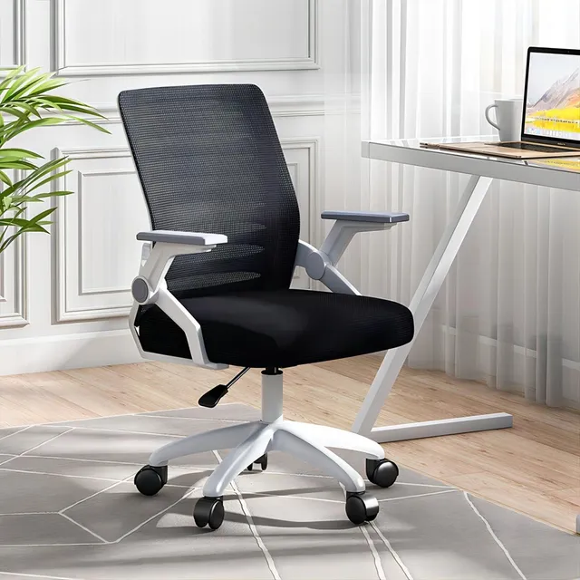 Silla De Escritorio Ergonómica Oficina Gamer Giratoria Color Negro/blanco Material Del Tapizado Algodón